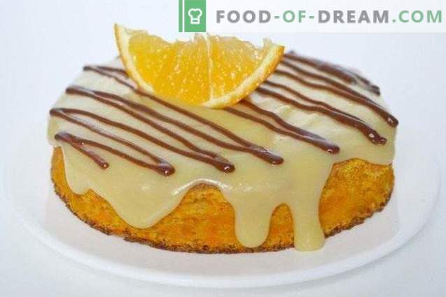 Bolo de esponja de cenoura com creme de laranja