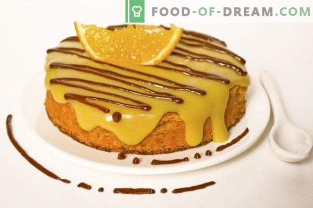 Bolo de esponja de cenoura com creme de laranja