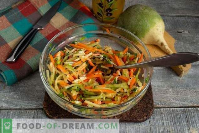 Salada saudável de rabanete verde com cenoura
