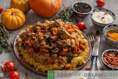 Crumbly pilaf with pumpkin and meat in the Azerbaijani way