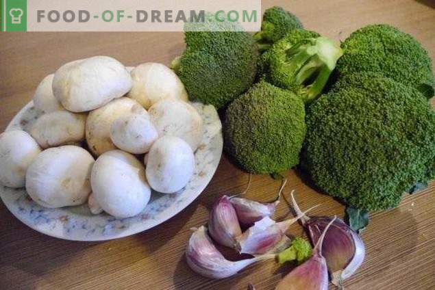 Brócolis com cogumelos