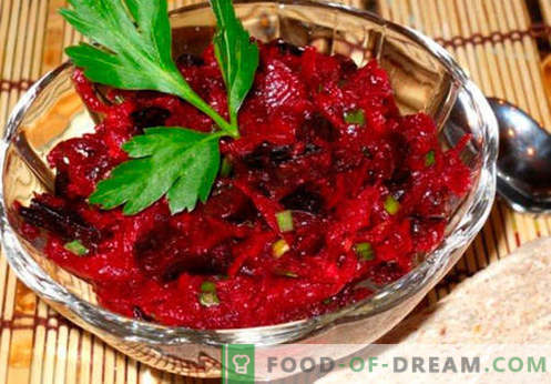 Salada de beterraba crua - uma seleção das melhores receitas. Como corretamente e saboroso cozinhar salada de beterraba crua.