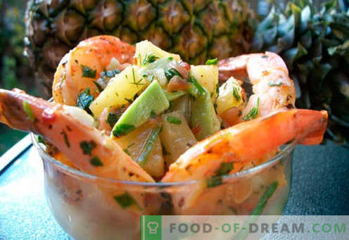 Salada com abacaxi e camarão - uma seleção das melhores receitas. Como corretamente e saboroso para cozinhar uma salada com abacaxi e camarão.