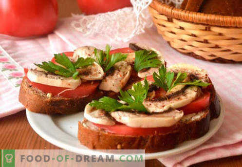Sanduíches de tomate são as melhores receitas. Como preparar rapidamente e saborosos sanduíches com tomates.