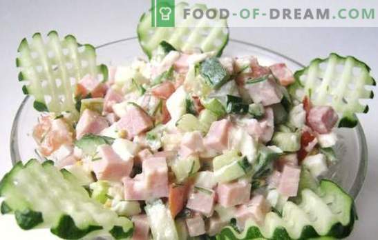 Salada com presunto e pepino: receitas - variadas, rápidas e saborosas. Novas ideias light salads com presunto e pepino