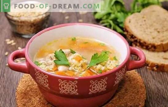 Piščančja bujon ječmen - bogat okus hranljive hrane. Recepti za juhe, juhe iz zelja in kumarice na piščančji juhi z ječmenom