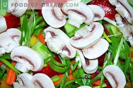 Saladas com cogumelos - as melhores receitas. Como corretamente e saboroso cozinhar saladas de cogumelos.