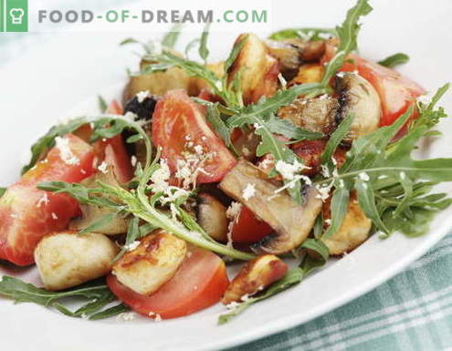 Salada com frango e cogumelos - as melhores receitas. Como corretamente e deliciosamente cozinhar saladas de frango com cogumelos.