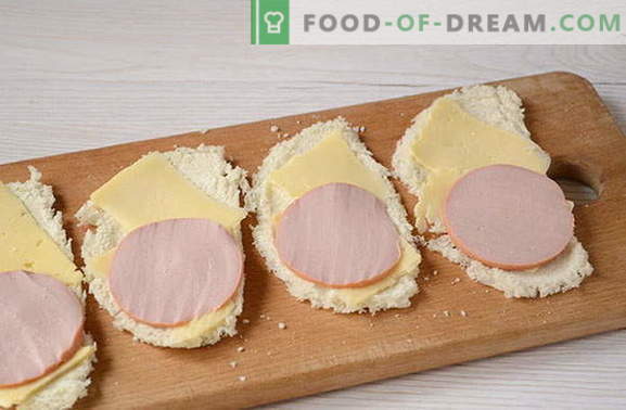 Snack rápido de pão com salsicha e queijo. Isso você não tentou!