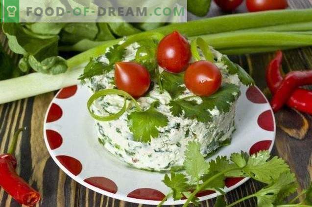 Salada com requeijão, espinafre e coentro