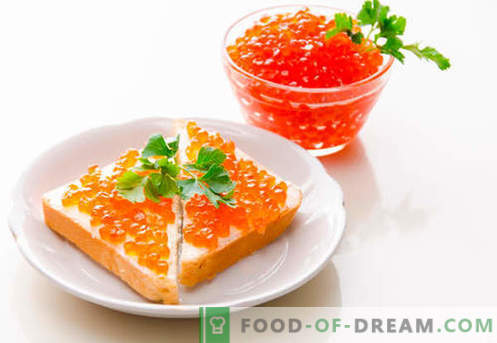 Sanduíches com caviar vermelho são as melhores receitas. Como preparar rapidamente e saborosos sanduíches com caviar vermelho.