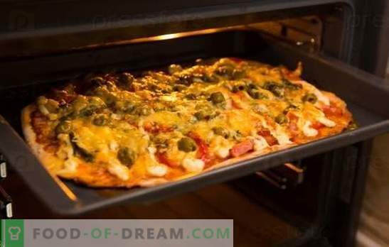 A receita de pizza no forno é um prato favorito em casa. Receitas de pizza no forno: com queijo, cogumelos, presunto, frutos do mar