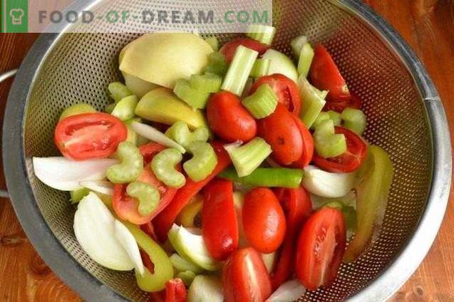 Pimenta verde em maçã e tomate