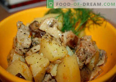 Batatas com carne e cogumelos são as melhores receitas. Como corretamente e saboroso cozinhar batatas com carne e cogumelos.