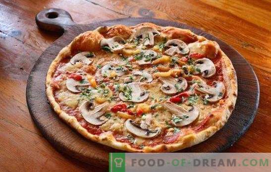 Pizza com carne picada e cogumelos: receitas tradicionais e originais. Pizza caseira com carne picada e cogumelos - as melhores opções