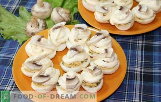 Snack Mushroom: Nada torna mais saboroso! Nós cozinhamos lanches de cogumelos originais para qualquer ocasião: caviar, sanduíches, rolo