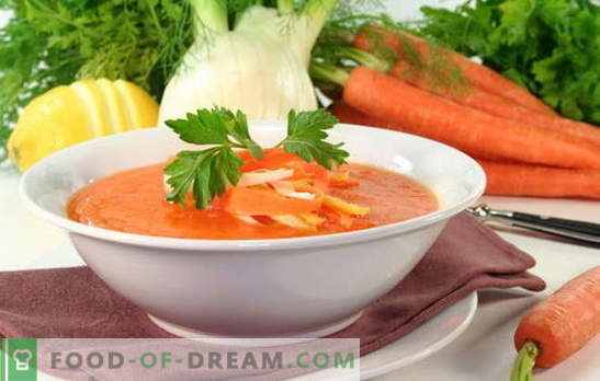 Sopa de cenoura - um prato ensolarado na sua mesa. Como preparar uma deliciosa sopa de cenoura: receitas de pratos doces ou salgados