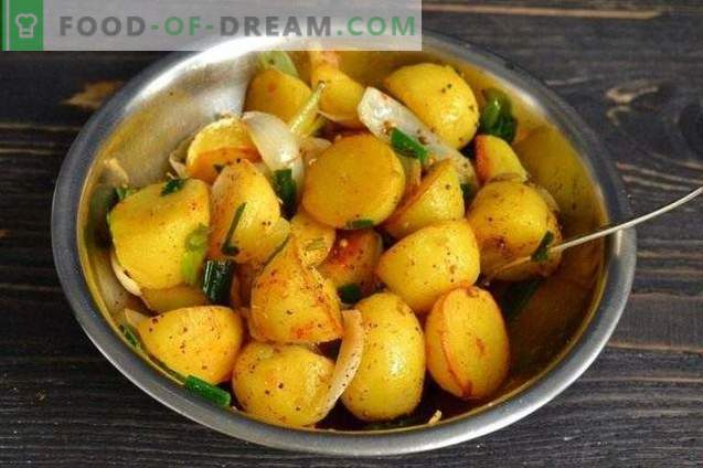 Batatas jovens fritas em temperos indianos