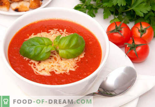 Sopa de creme de tomate - receitas comprovadas. Como corretamente e deliciosamente cozinhar sopa de purê de tomate.