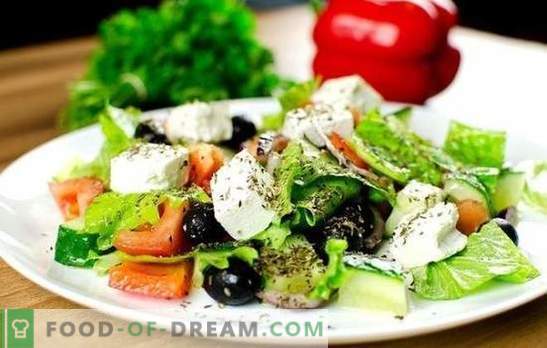 Salada Grega: receitas clássicas, passo a passo. Cozinhando salada grega deliciosa, saudável e fresca de acordo com receitas clássicas
