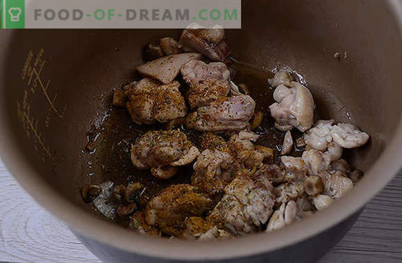 Пилешко чорба со печурки: негување и мирисна! Автоматски рецепт од чекор по чекор за брзо пилешко пилешко со печурки во бавен шпорет