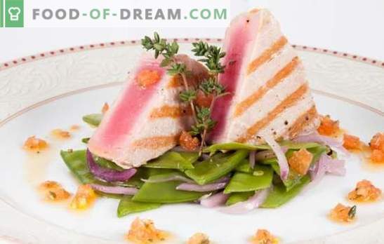 O bife de atum é útil, saboroso e apetitoso. Receitas de bife de atum com ervas, limão, queijo, cogumelos e outros