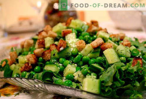 Saladas com ervilhas enlatadas - as cinco principais receitas. Como preparar corretamente e deliciosamente saladas com ervilhas enlatadas.