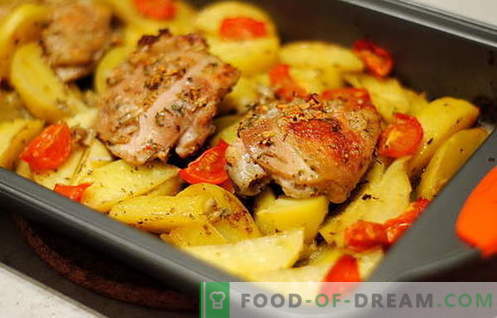 Frango assado com batatas - as melhores receitas. Como corretamente e saboroso cozinhar frango assado com batatas.