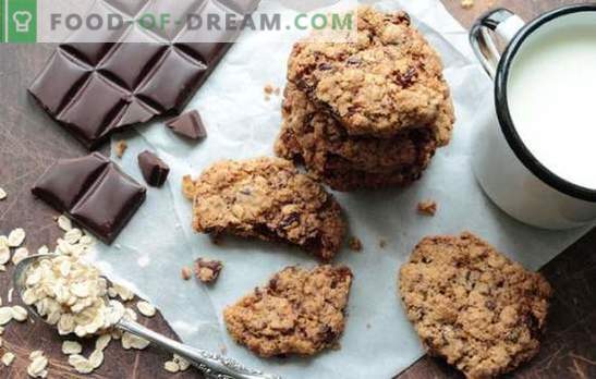 Biscoitos de aveia com chocolate - cozimento rápido. Receitas friáveis ​​bolachas de aveia com farinha de aveia e farinha de chocolate
