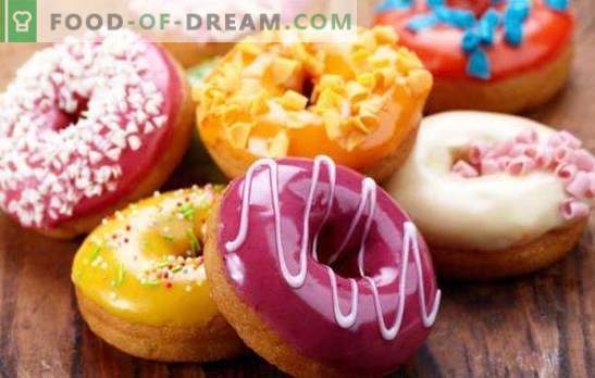 Donas estadounidenses - son donats brillantes! Recetas para varios donuts americanos con glaseado y rellenos