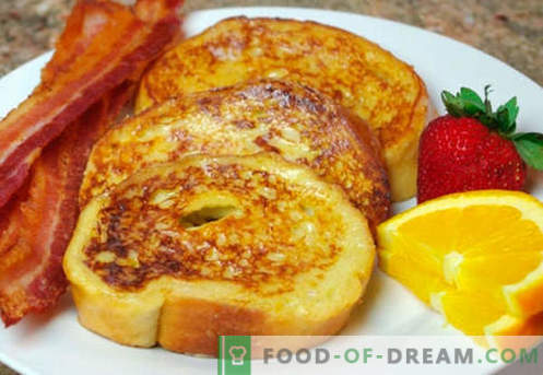 Egg toast - as melhores receitas. Como corretamente e saboroso cozinhar croutons com ovo.