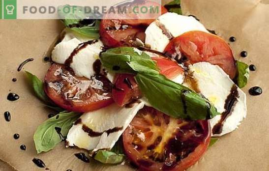 Mussarela com tomate - um conto de fadas italiano está se tornando realidade. Usamos mozzarella com tomates de várias maneiras e ... aproveitem!