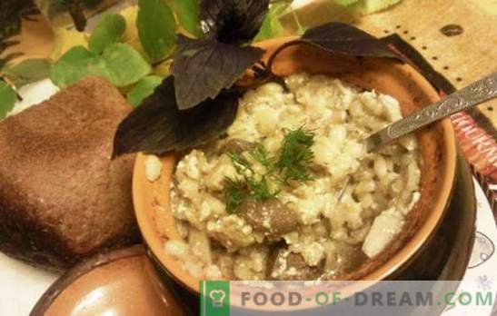 Perlovka em vasos - delicioso, não a palavra! Receitas Cevada com carne em panelas com legumes, cogumelos e leite