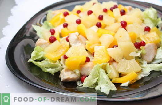 Saladas de abacaxi são as melhores receitas. Como preparar corretamente e deliciosamente saladas com abacaxis.