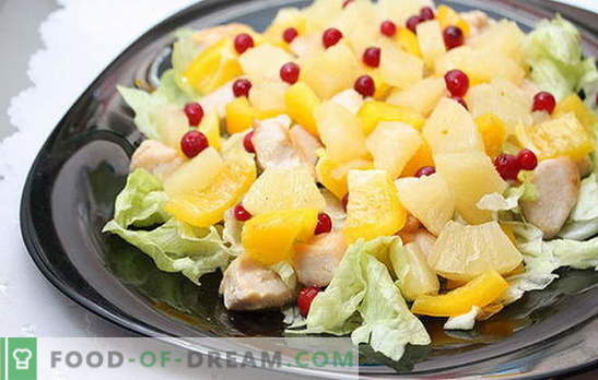 Uma obra-prima culinária exótica - uma salada com filé de frango e abacaxi. Receitas para saladas diferentes com filé de frango e abacaxi - fantasie!