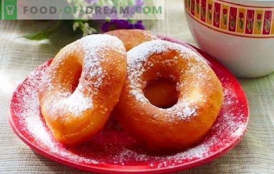 Donuts de levedura podem ser orgulhosos, e é melhor ser tratado! Cozinhar com e sem recheio - donuts com fermento