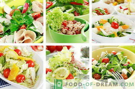 Saladas dietéticas - as melhores receitas. Como corretamente e dieta dieta saborosa preparada.