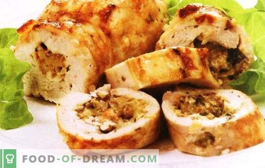 Rolinhos de frango com cogumelos e queijo - você deve tentar. Quer surpreender - cozinhar rolinhos de frango com cogumelos e queijo