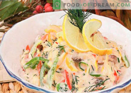 Salada com champignons fritos - as melhores receitas. Como preparar corretamente e deliciosamente uma salada de champignons fritos.