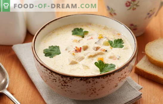 Sopa de Pollock - um prato com excelente sabor! Cozinhar a sopa de peixe direito com legumes, ovos, cereais, queijo, leite