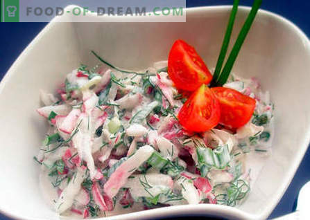 Salada de rabanete - as melhores receitas. Como corretamente e saboroso para cozinhar salada de rabanete.