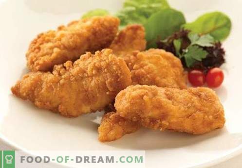 Frango frito - as melhores receitas. Como corretamente e saboroso cozinhar frango em massa.
