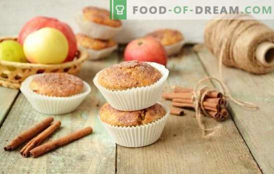 Muffins com maçãs - cozinhe rapidamente, são comidos instantaneamente! Receitas simples de manteiga e dieta muffins com maçãs
