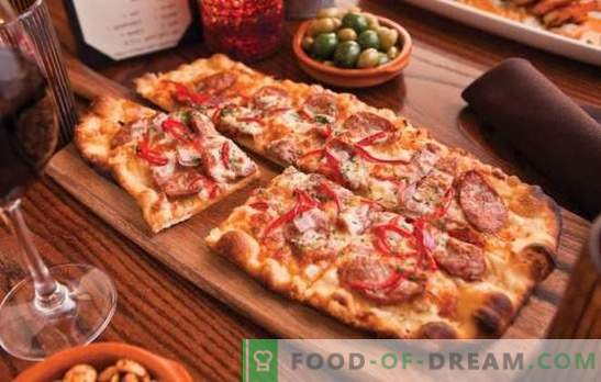 Pizza caseira: receitas com salsicha, tomate, cogumelos, frango, pepino. Uma seleção de receitas para pizza caseira
