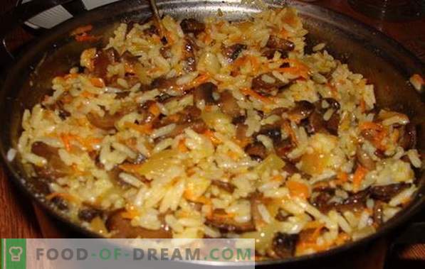 Pilaf vegetariano con funghi - una ricetta per pilaf di verdure magro