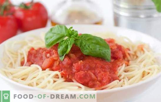 Molho de tomate para espaguete - a melhor maneira de diversificar um prato simples. Uma seleção das melhores receitas de molho de tomate para espaguete