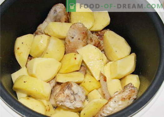 Frango com batatas em um fogão lento - as melhores receitas. Como cozinhar corretamente e saboroso em um frango fogão lento com batatas.