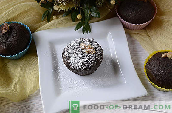 Los muffins de chocolate son un gran comienzo para el día. Receta fotográfica paso a paso del autor de muffins de chocolate con sémola