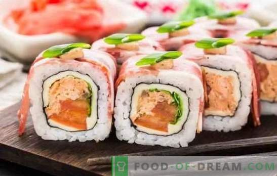 Sushi em casa: receitas e truques passo-a-passo. Como cozinhar arroz, encher e torcer sushi em casa