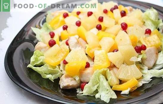 Salada com abacaxi e presunto: para umas férias com um toque exótico. Receitas combinações harmoniosas em uma salada com abacaxi e presunto